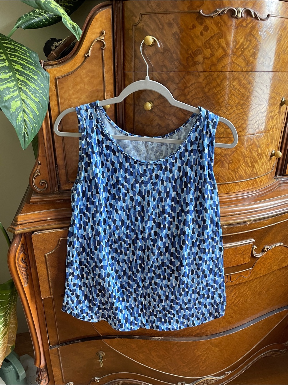 Lands End Sleeveless Blue Patterned Women’s Tank Top